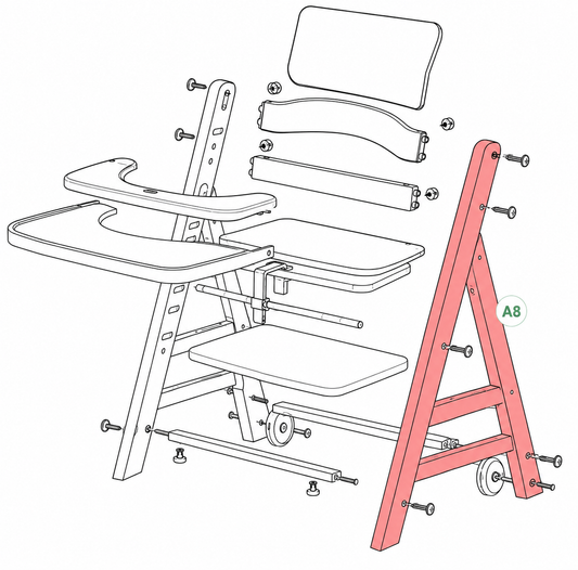 Ersatzteil Beta Hochstuhl - Seitenteil (links) - Natural