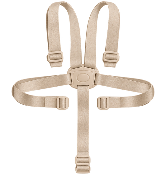 Ersatzteil Alpha/Beta/Arketa Hochstuhl - 5-Punkt-Gurt m. eckigem Knopf - Beige