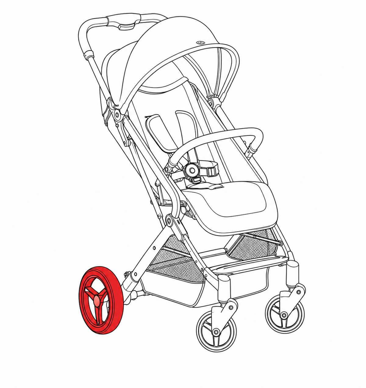 Ersatzteil Buggy Travel N Care Plus - Hinterrad - Schwarz