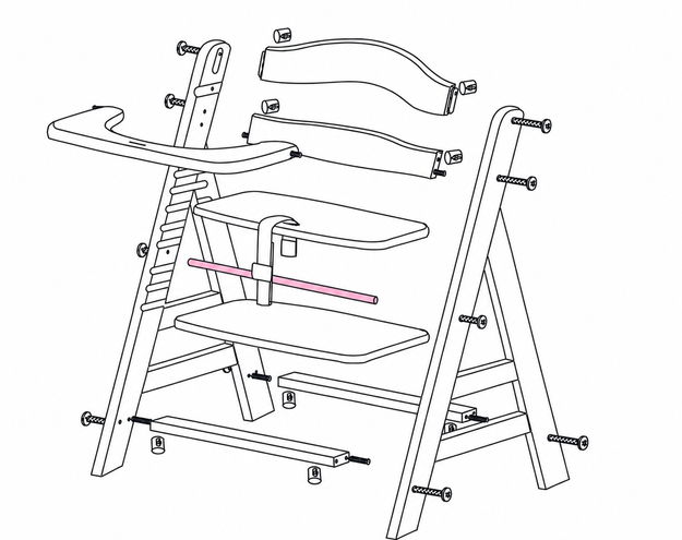 Ersatzteil Alpha / Beta Hochstuhl - Metallstange - Silber