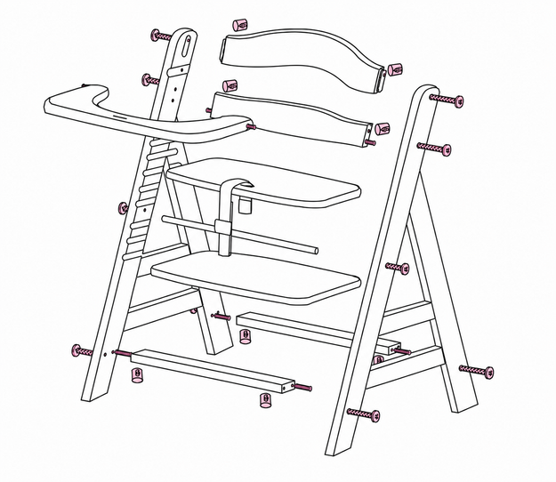 Ersatzteil Alpha Hochstuhl -Schraubenset inkl. Holzdübel - Kupfer