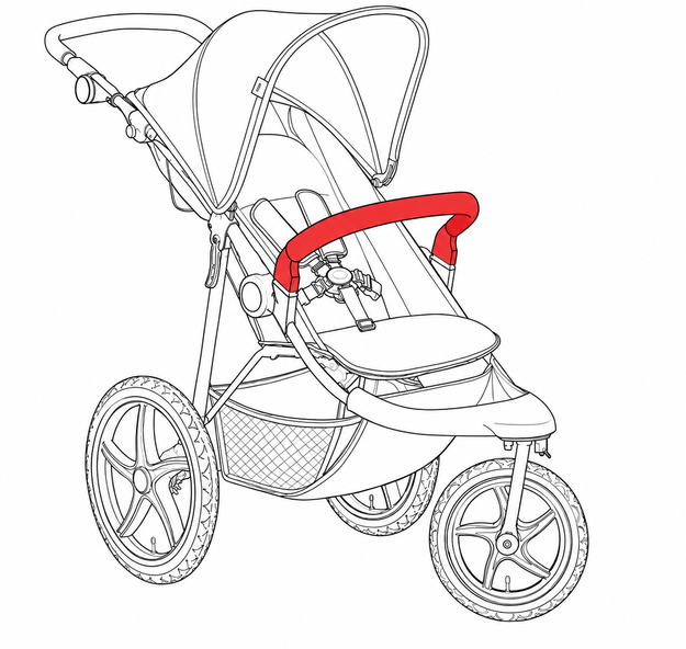 Ricambio passeggino sportivo Runner/Runner 2 - Barra di protezione - Nero