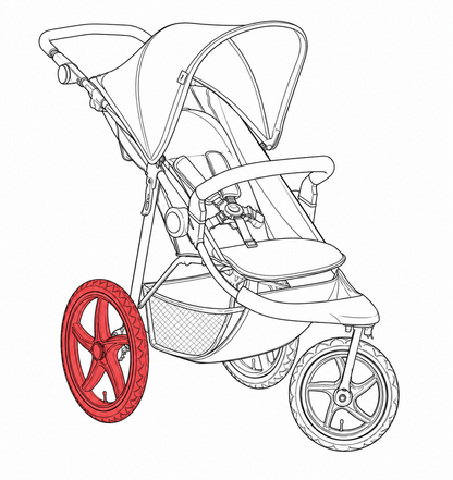 Ersatzteil Buggy & Jogger Runner 3 - Hinterrad rechts - Schwarz