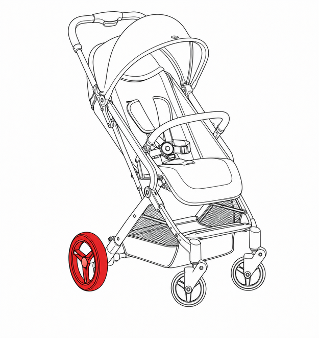 Ersatzteil Buggy Travel N Care Plus - Hinterrad - Schwarz