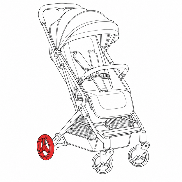 Ricambio Buggy Travel N Care - Ruota posteriore - Nero